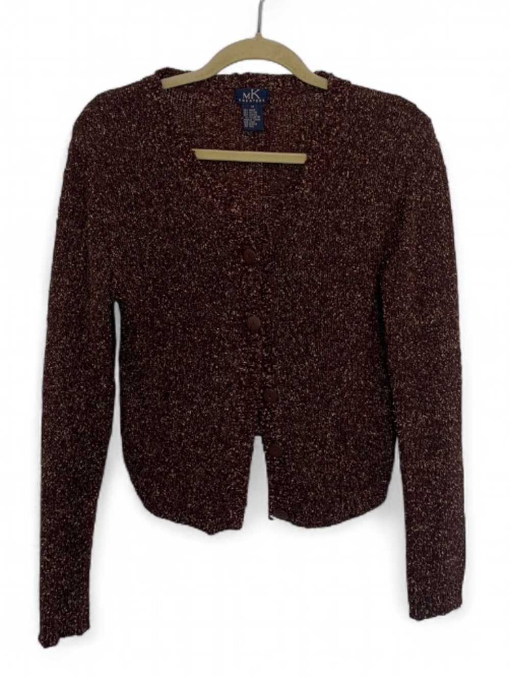 Vintage MK Reddish Brown Textured Button-Front Cardigan